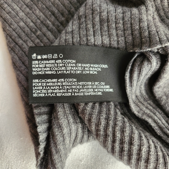 Club Monaco XS cashmere cotton blend ribbed cardigan, gray - Picture 8 of 10
